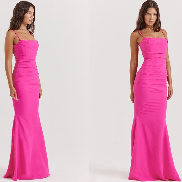 HOUSE OF CB 'Milena' Hot Pink Corset Maxi Dress NWOT - Picture 2 of 10